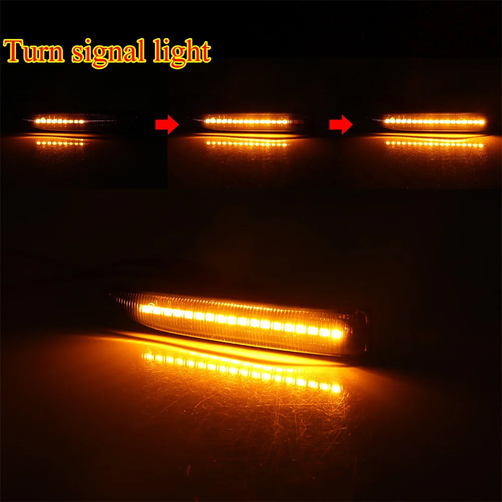Sequential Amber LED Car Front Bumper Side Marker Turn Signal Lights For BMW 7 Series E65 E66 E67 745LI 750LI 760Li B7 2002-2008