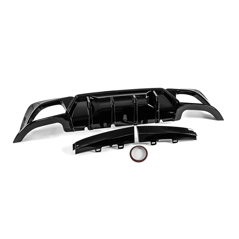 For 2019-2022 BMW 3 Series G20 G21 330i M340i Car Rear Bumper Lip Diffuser W/LED Carbon Fiber Gloss Black M Sport Accessories