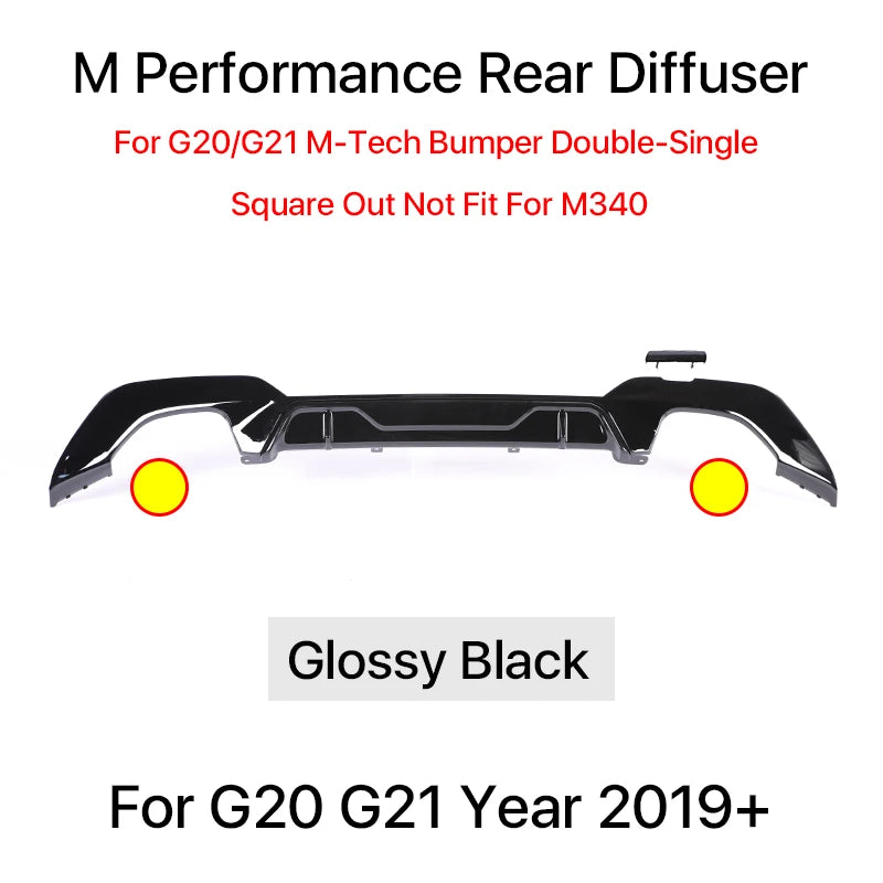 Rear Bumper Diffuser For BMW 3 Series G20 G21 M Tech Body Kit MP Competition Diffusor M340i 325i 2019 2020 2021 2022 2023