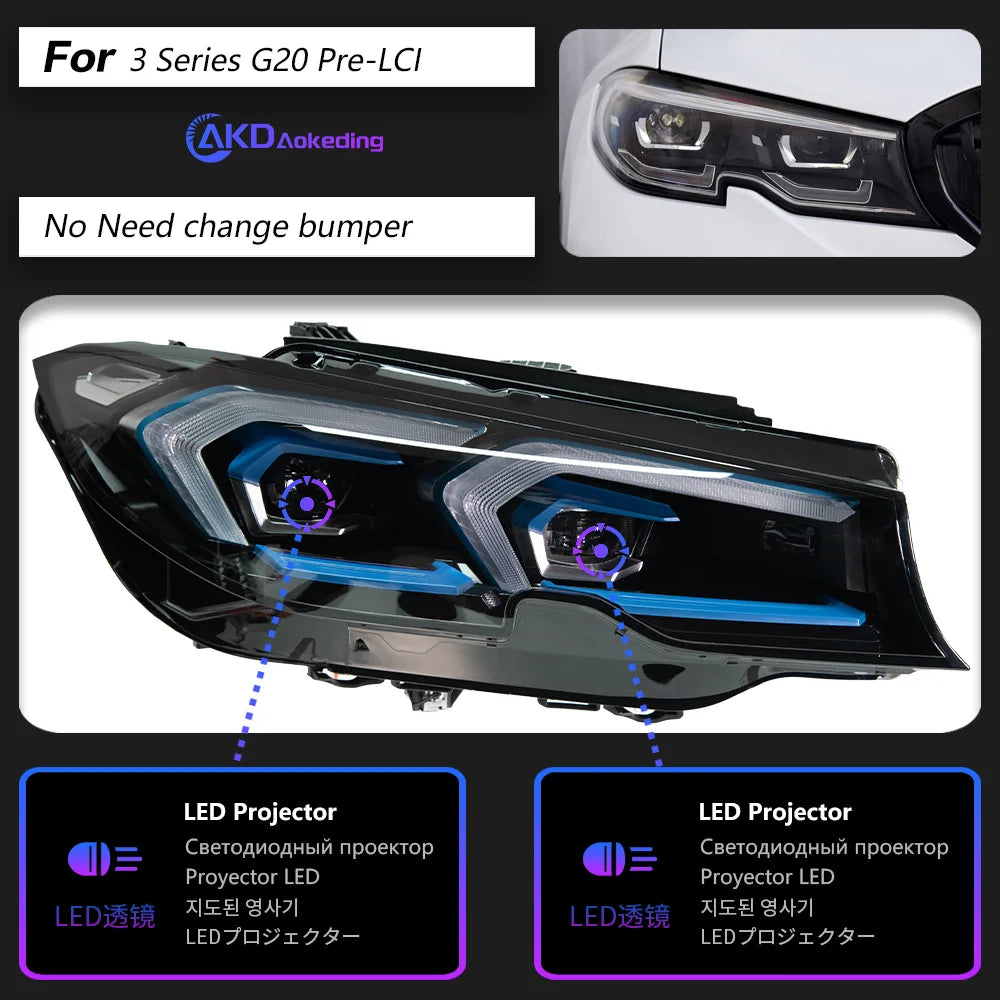 AKD Headlight for BMW 3 Series G20 G21 G80 LED Headlight 2019-2025 320i LED Projector DRL Turn Signal Headlamp auto Accessories