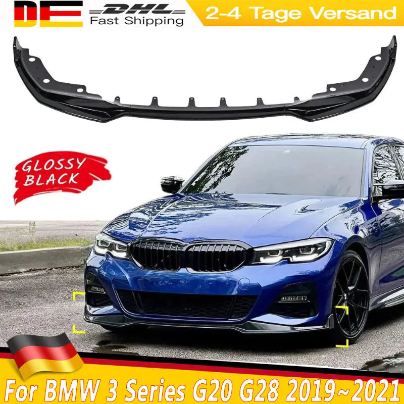 Front Bumper Splitter Diffuser Spoiler For BMW 3 Series G20 G28 G21 320i 330i 2019~2021 M Performance Style Front Bumper Lip Kit