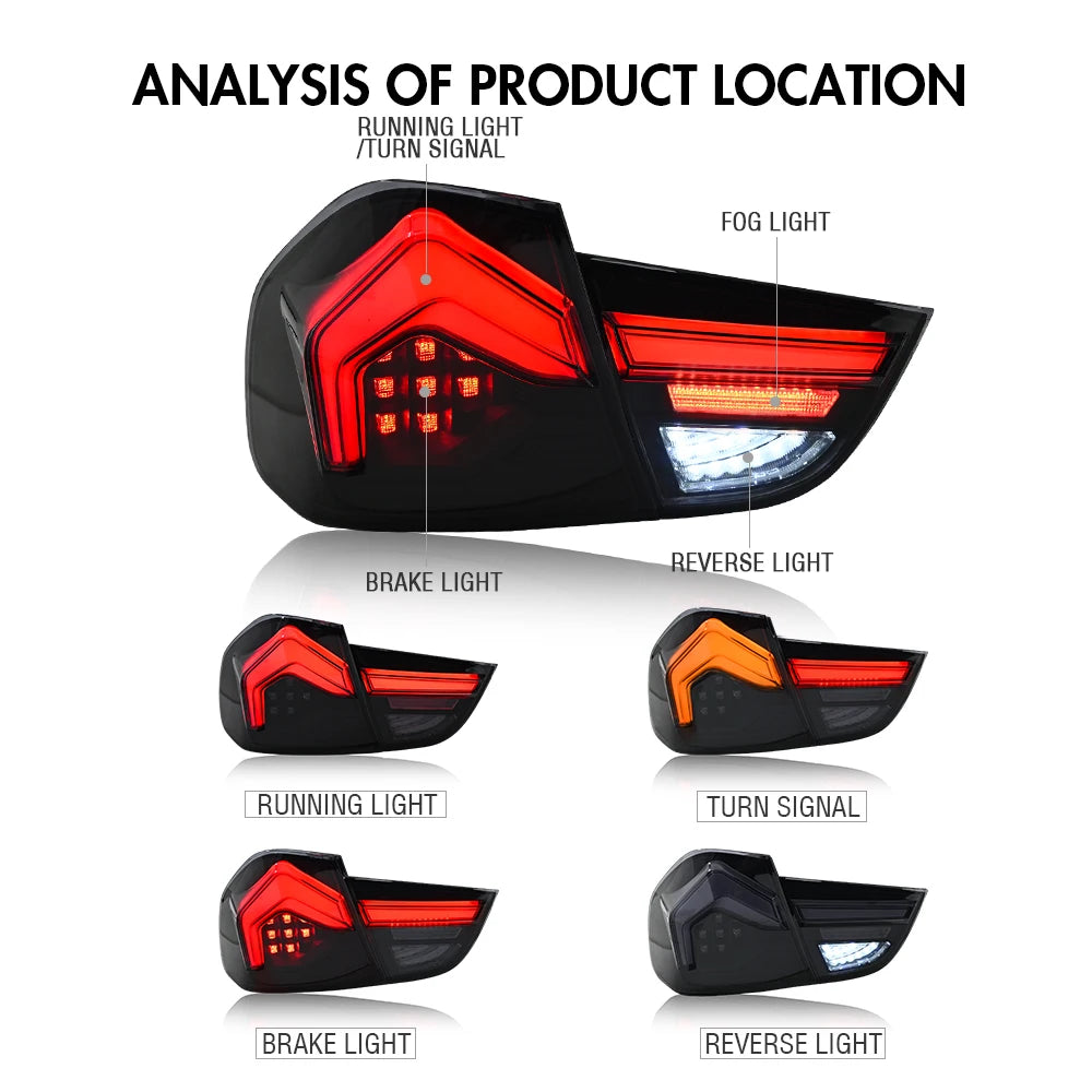 Pair LED Tail Light Assembly For BMW 3 Series E90 2009 2010 2011 2012 Rear Fog Running Light Taillight