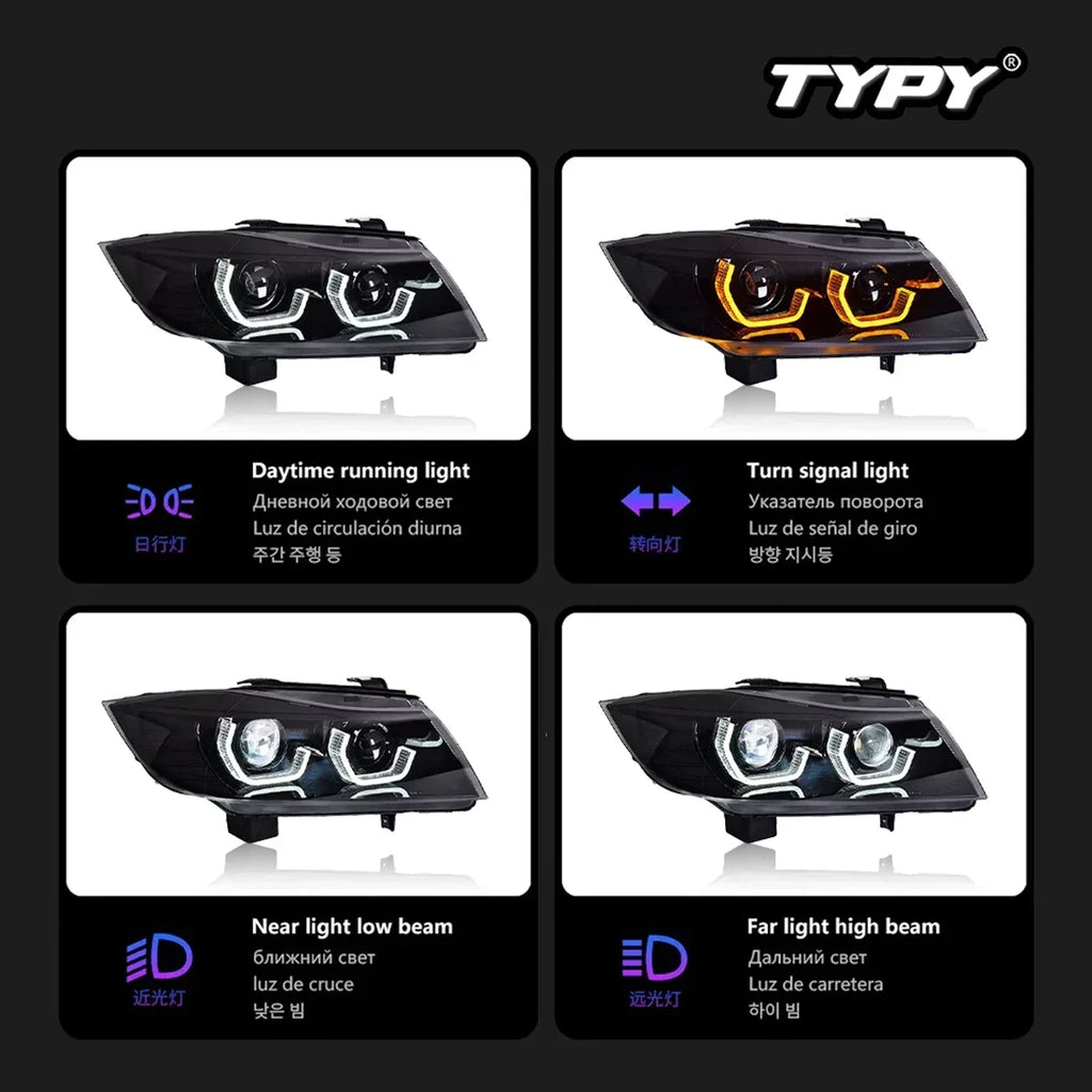 TYPY New LED Head Lamp Upgrade Modified For BMW 3 Series E90 Headlight 2005-2012 Dynamic Signal Head Lamp Auto Accessories