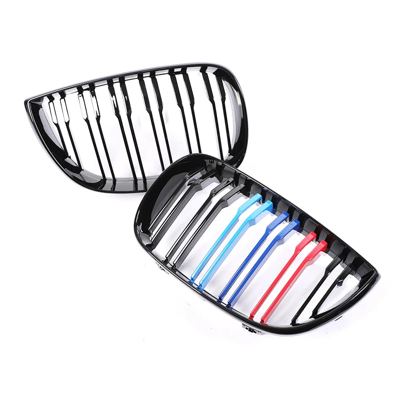 Front Bumper Kindey M Style Grille for BMW 1 Series E81 E82 E88 E87 2004-2011 Double Slat Gloss Black Grill Cover Exterior Part