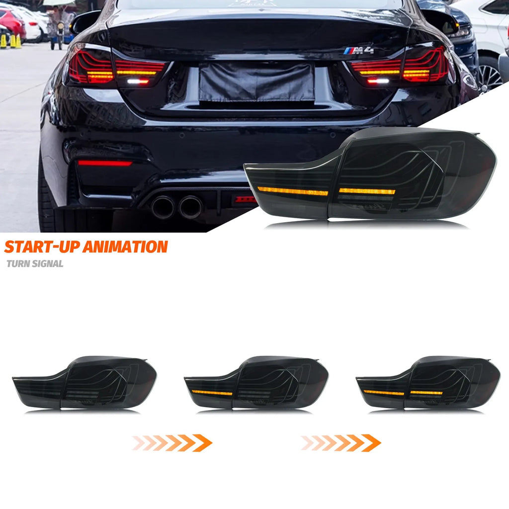 LED Tail Lights For BMW 4-Series F32 F33 F36 F82 F83 M4 2014-2020 Sequential Signal Dynamic Animation Black Rear Lamps Assembly