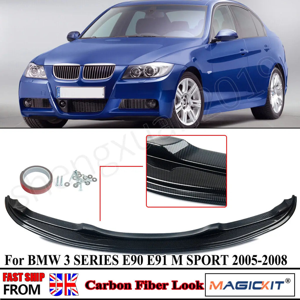 Front Lips Bumper FOR BMW 3 SERIES E90 E91 320d 330d 335d M PERFORMANCE 2005 2006 2007 2008 PRE LCI FRONT SPLITTER CARBON LOOK