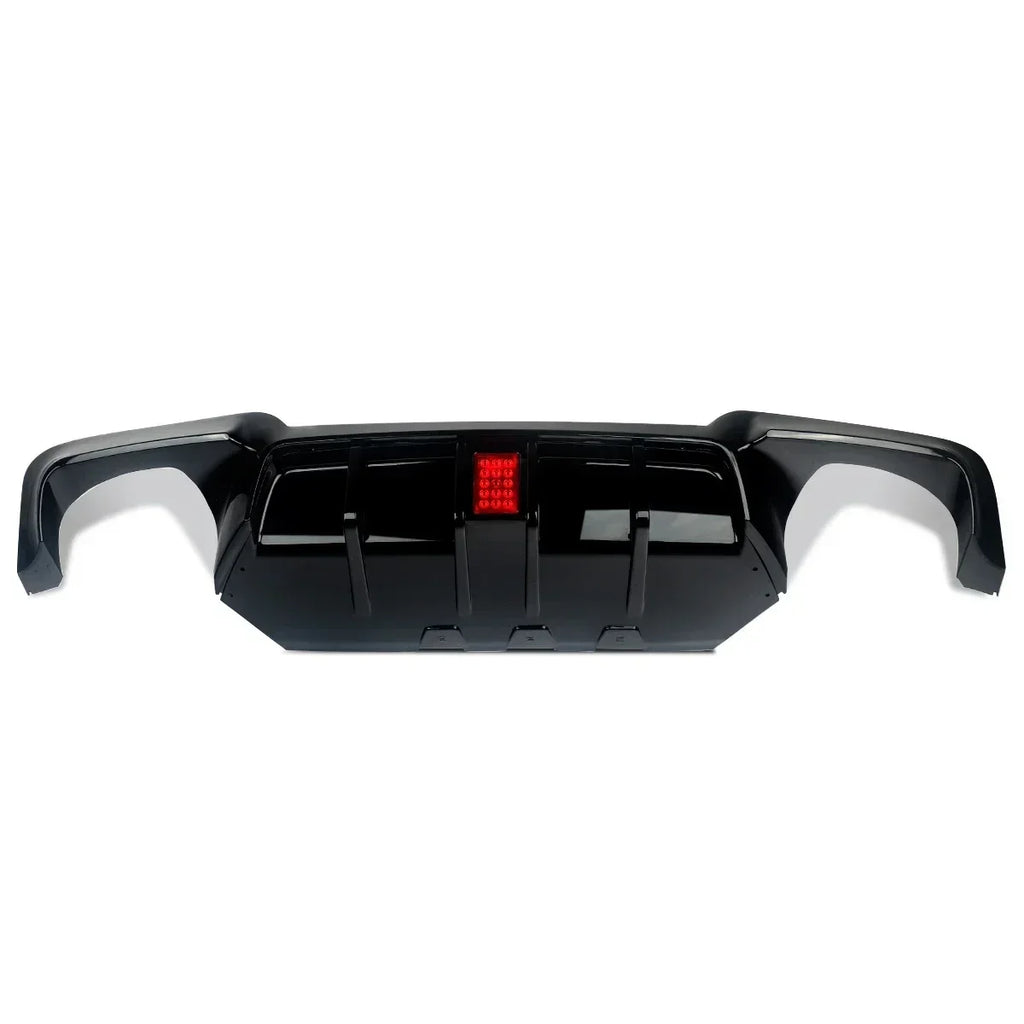 MagicKit for BMW 5 Series F10 M Sport Bumper 10-16 Carbon Look Rear Diffuser with LED Light