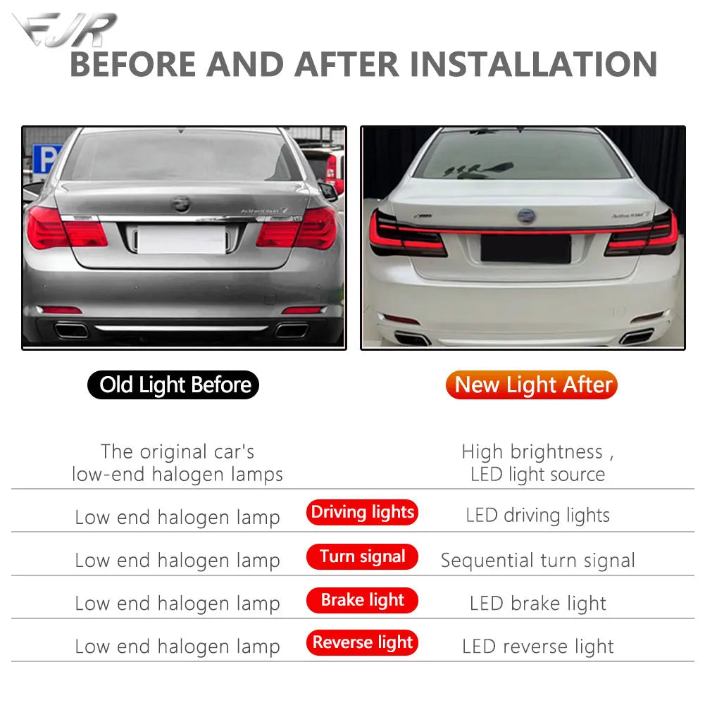 Through Taillight For BMW 7 Series F01 F02 2009-2015 Upgrade G12 LED Dynamic DRL Sequential Turn Signal Rear Trunk Tail lights