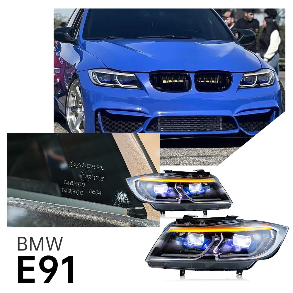 Car Light for Bmw 3 Series E91 E90 Headlights 2005-2012 320I 318I 323I 3 Series Led Headlight Drl Hid Bi Xenon Beam Accessories
