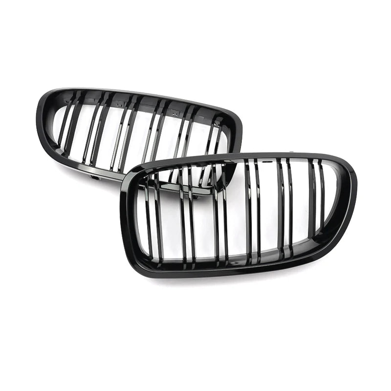M5 Look Gloss Black Dual Fins Front Kidney Grille Compatible with BMW 5 Series F10 F11 2010-2016 Dual Lines Racing Grills
