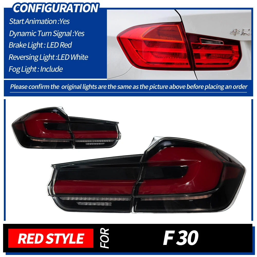4 pcs Car Tail Lights for BMW F30 2012-2018 F35 LED 3D style Rear lamps 320i 325i LED DRL Brake Signal Reverse Auto Accessories