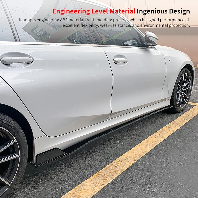 Car Accessories Side Skirt Extension Splitter Winglet Side Wing Bumper Lip ABS For BMW 3-Series G20 G28 330i 320i 325i 2019-2023