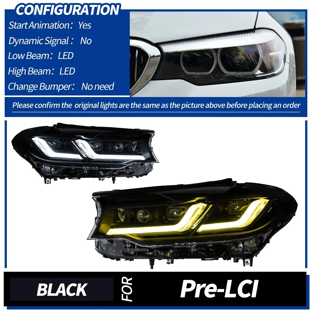 AKD Car Lights for BMW G30 LED Headlight Projector Lens 2017-2020 525i 530i 535i F90 G38 Head Lamp DRL Signal Auto Accessories