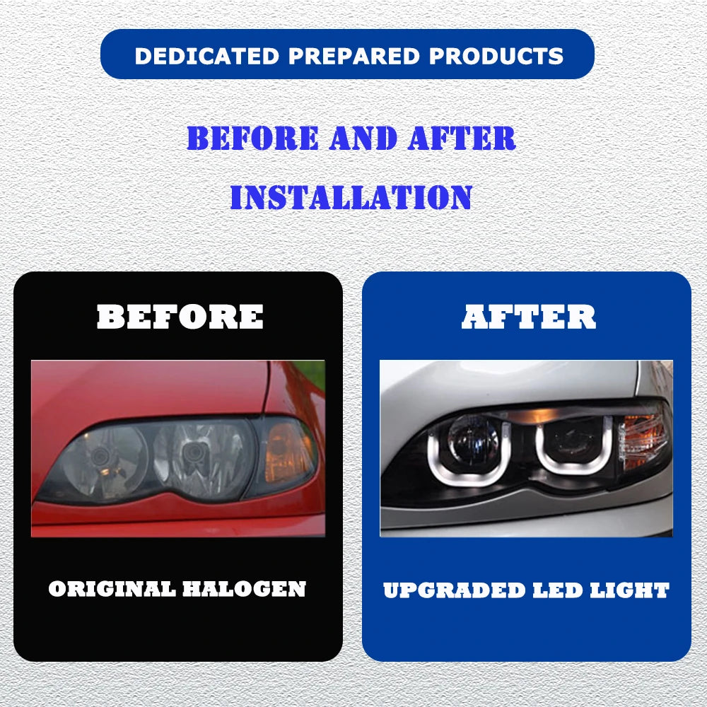 LED HeadLights for BMW 3 series E46 4 doors 02-06 full led DRL Car head lamp Assembly Signal Auto Accessories Modified Lamp