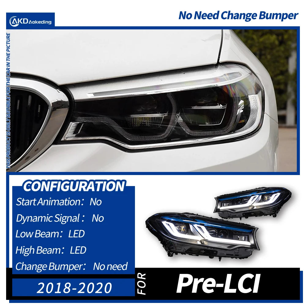 AKD Car Lights for BMW G30 LED Headlight Projector Lens 2017-2020 525i 530i 535i F90 G38 Head Lamp DRL Signal Auto Accessories