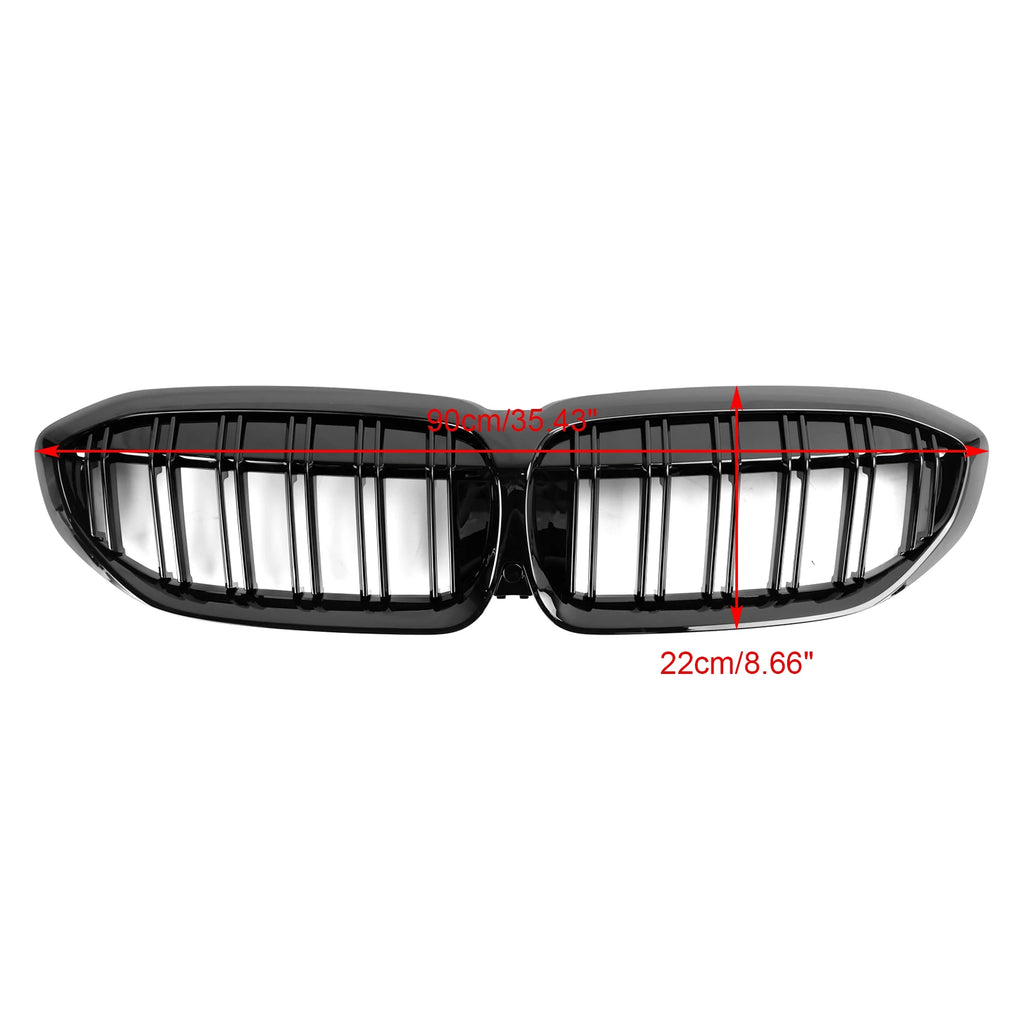 Black Dual Slat Kidney Grille Grill 51138072085 Fit for BMW 3 Series G20 2019-2022