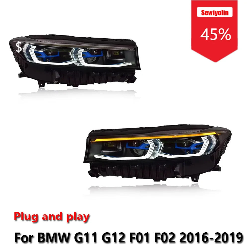Sewiyolin Car LED Headlight Assemblies For BMW G11 G12 F01 F02 2016-2019 Fog DRL Brake Turn Signal Lamp Plug and Play