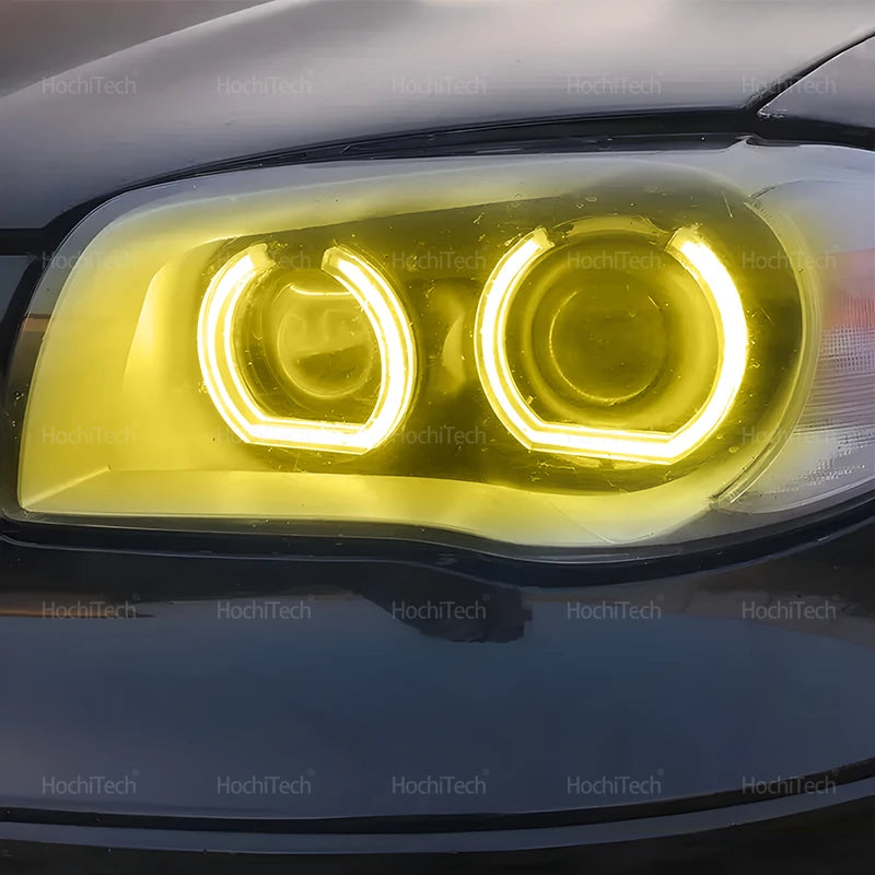 For BMW 1 Series E81 E82 E87 E88 1M 04-13 Xenon Headlight CS CSL Style Lemon Yellow Ring Angel Eyes LED Tuning Headlight Rings