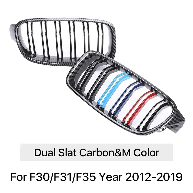 Front Refiting Racing Grille Carbon Fiber M Color Grill Kidney For BMW 3 Series F30 F31 F35 2012-2019 320i 328i 330i Accessories