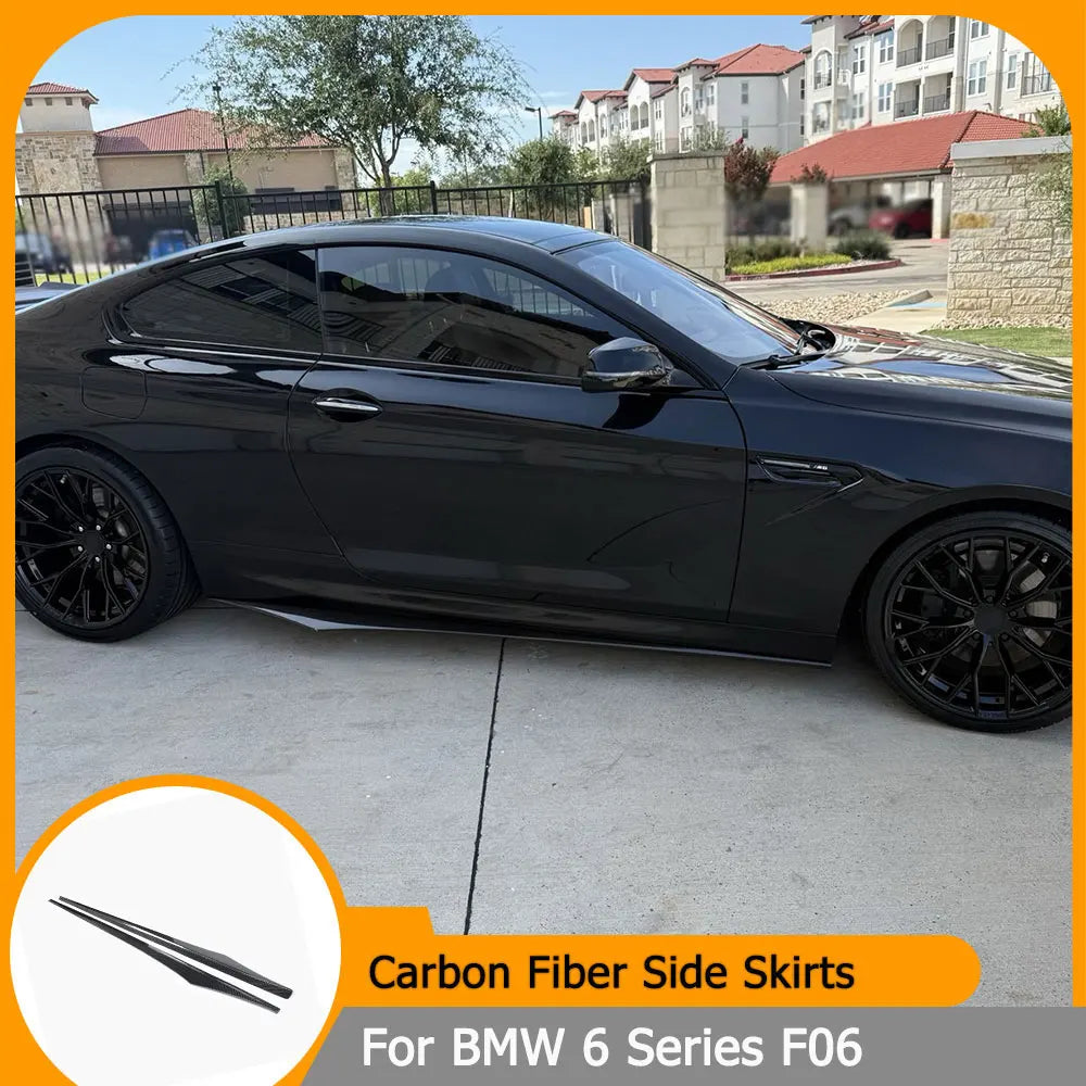 Carbon Fiber Car Side Skirts Extensions Lip Aprons for BMW 6 Series F06 M Sport Sedan 2012-2017 Side Door Skirts