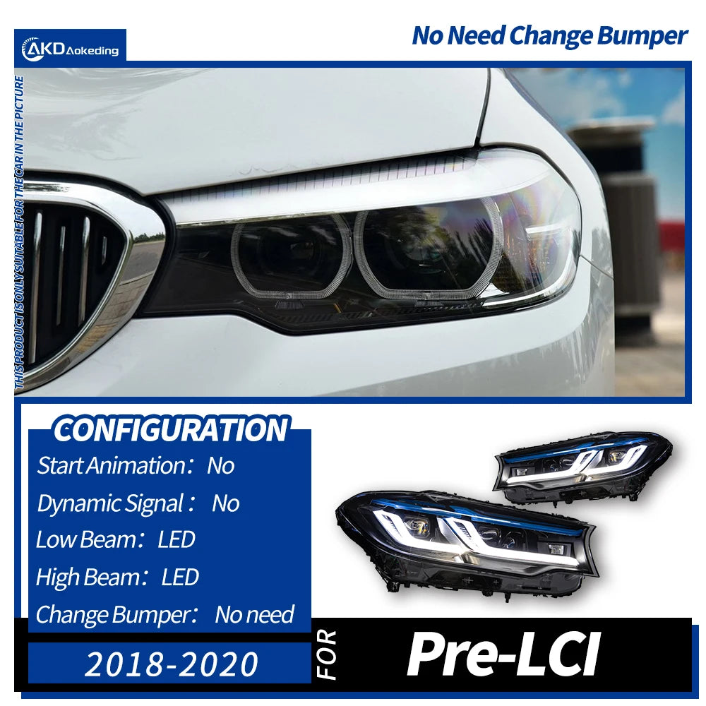 AKD Car Lights for BMW G30 LED Headlight Projector Lens 2017-2020 525i 530i 535i F90 G38 Head Lamp DRL Signal Auto Accessories