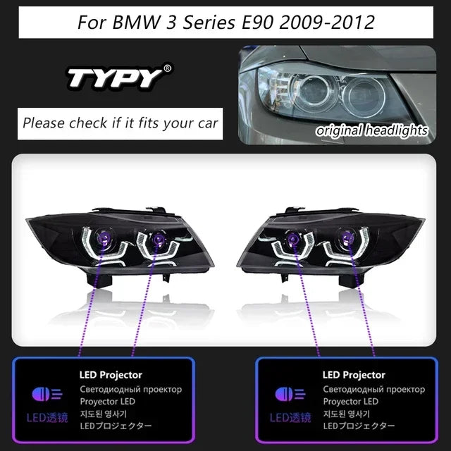 TYPY New LED Head Lamp Upgrade Modified For BMW 3 Series E90 Headlight 2005-2012 Dynamic Signal Head Lamp Auto Accessories