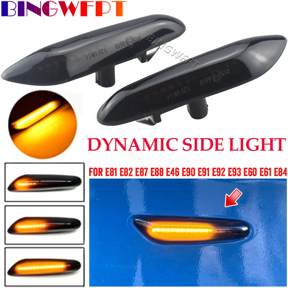 Sequential Flashing LED Turn Signal Side Marker Light For BMW E60 E61 E90 E91 E87 E81 E83 E84 E88 E92 E93 E82 E46 1 3 5 series