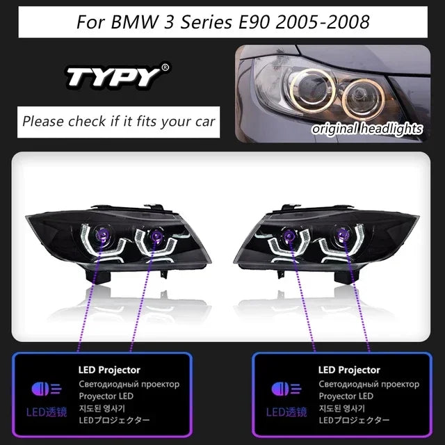 TYPY New LED Head Lamp Upgrade Modified For BMW 3 Series E90 Headlight 2005-2012 Dynamic Signal Head Lamp Auto Accessories