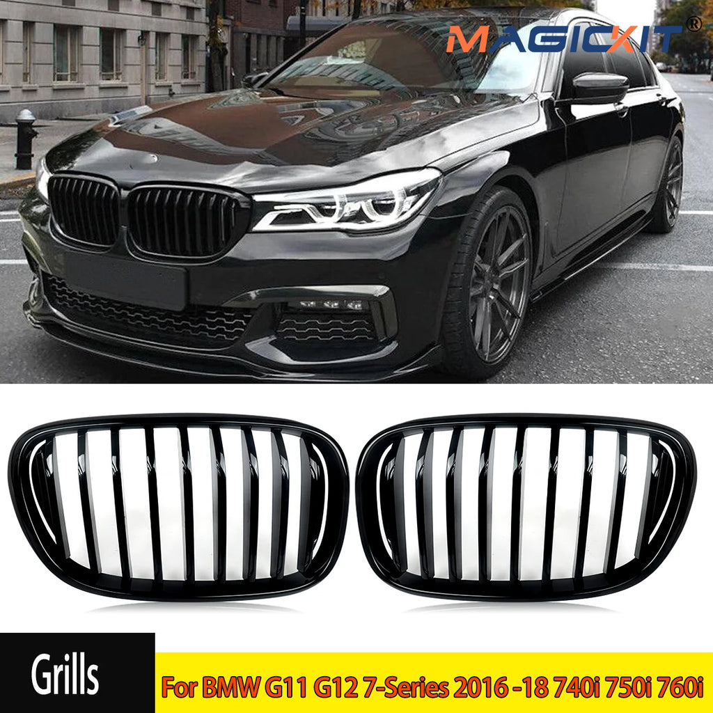 For BMW G11 G12 7-Series 2016 2017 2018 740i 750i 760i Shiny Gloss Black Racing Grills Relacement Front Grille