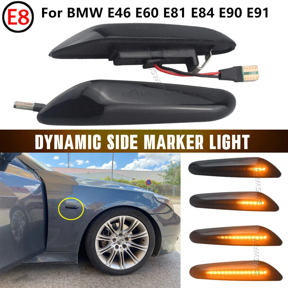 Sequential Flashing LED Turn Signal Side Marker Light For BMW E60 E61 E90 E91 E87 E81 E83 E84 E88 E92 E93 E82 E46 1 3 5 series