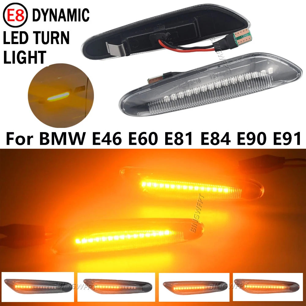 Sequential Flashing LED Turn Signal Side Marker Light For BMW E60 E61 E90 E91 E87 E81 E83 E84 E88 E92 E93 E82 E46 1 3 5 series