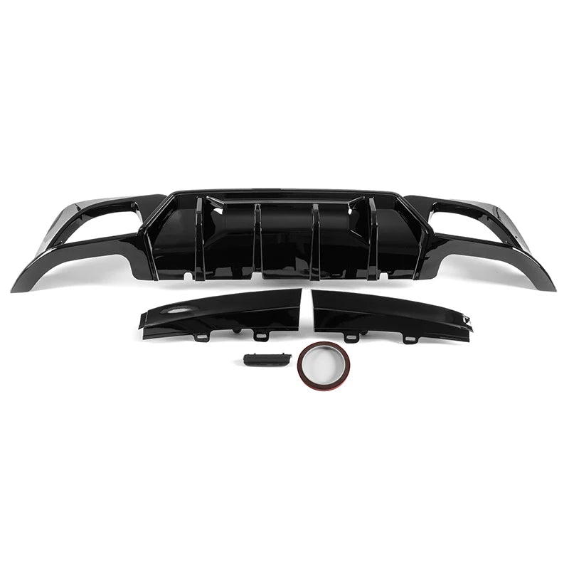 For 2019-2022 BMW 3 Series G20 G21 330i M340i Car Rear Bumper Lip Diffuser W/LED Carbon Fiber Gloss Black M Sport Accessories