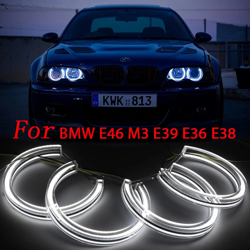 Crystal LED Angel Eyes For BMW E46 M3 E38 E39 E36 Xenon Headlight Tuning DTM Style Halo Rings DRL Daytime Light Retrofit 131mmx4