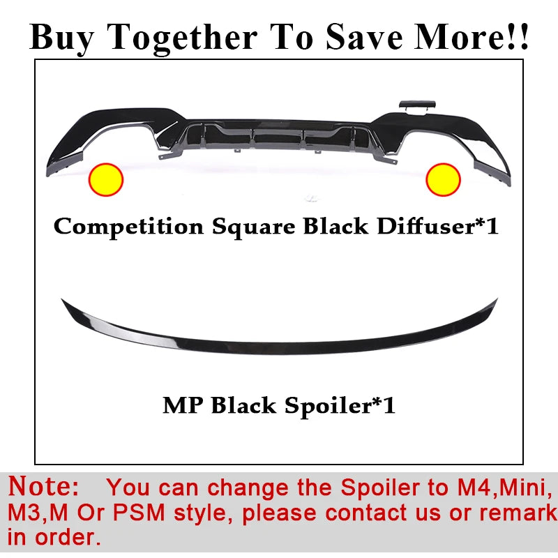 Rear Bumper Diffuser For BMW 3 Series G20 G21 M Tech Body Kit MP Competition Diffusor M340i 325i 2019 2020 2021 2022 2023