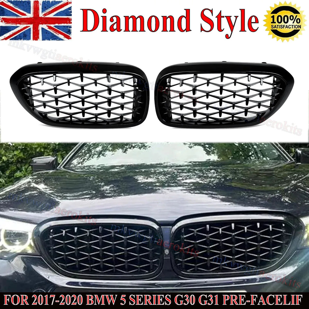 Diamond Style Racing Centre Grille for BMW 5 Series G30 G31 520i 530e 540i 2017 2018 2019 Front Bumper Kidney Grills