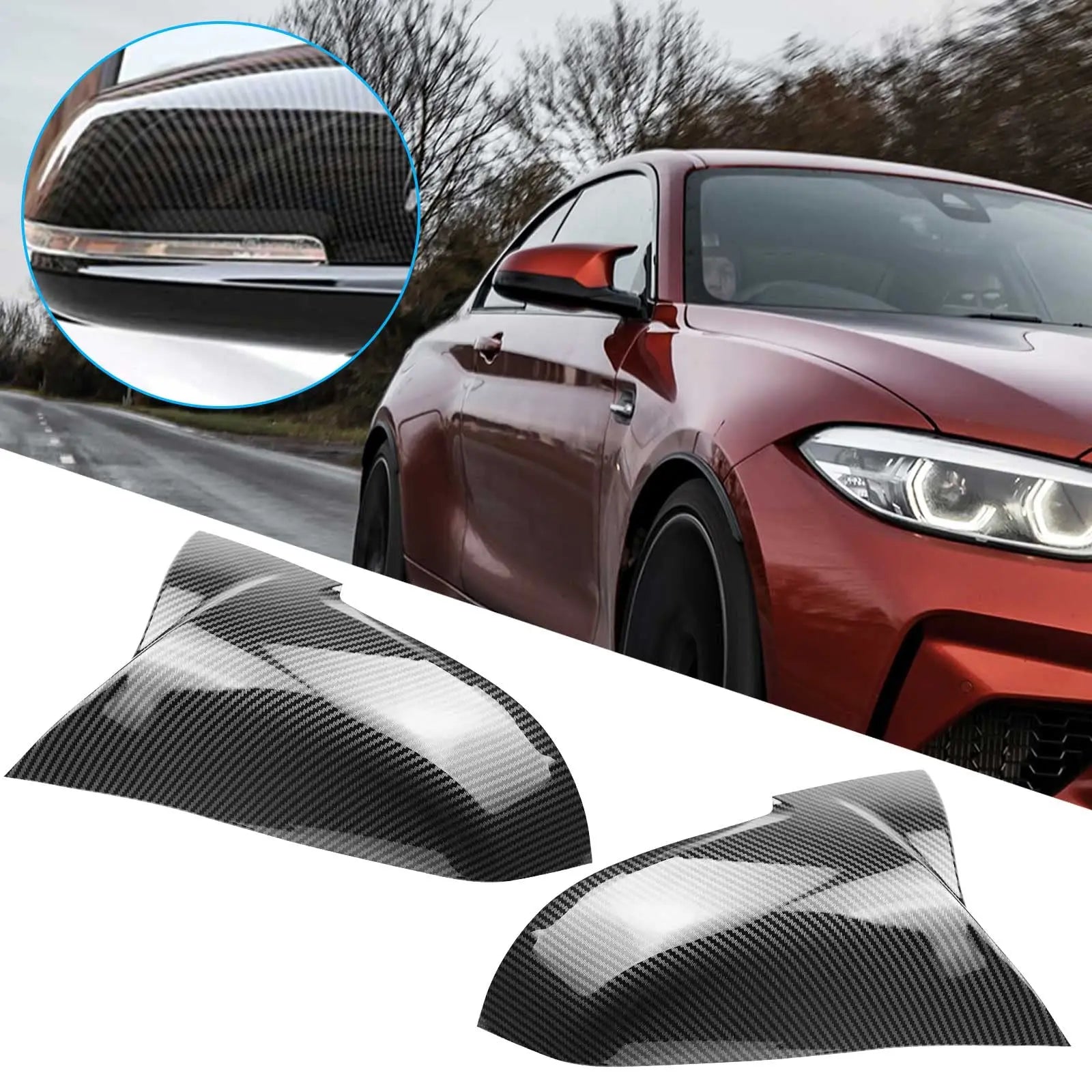 For BMW 1 2 3 4 X Series Rear View Side Mirror Cover F20 F21 F22 F23 F30 F32 F36 X1 E84 F87 M2 Carbon fiber pattern Accessories