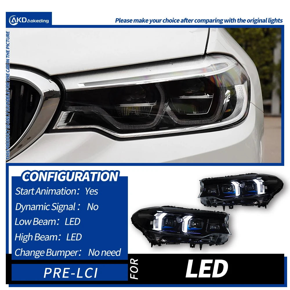 AKD Car Lights for BMW G30 LED Headlight Projector Lens 2017-2020 525i 530i 535i G38 F90 Head Lamp DRL Signal Auto Accessories