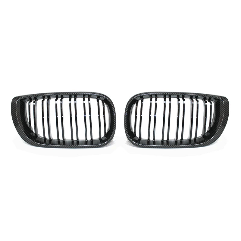 1Pair Car Front Kidney Grills Gloss Black Double Slat Hood Grill for BMW 3 Series E46 2002-2005 Racing Grille Car Replacement