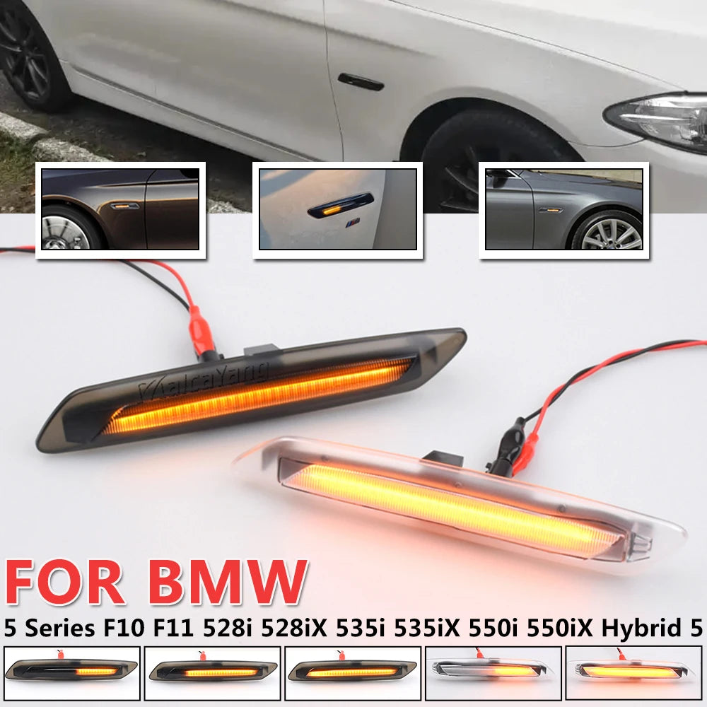 2PCS Sequential Dynamic LED Turn Signal Side Marker Light For BMW 5 Series F10 F11 528i 528iX 535i 535iX 550i 550iX Hybrid 5
