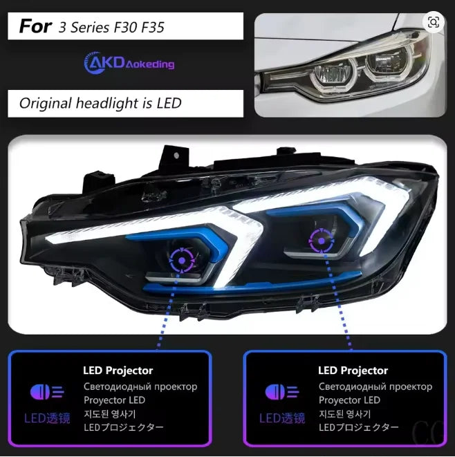 AKD Car Lights for BMW F30 LED Headlight Projector Lens F31 Head Lamp 318i 320i 325i 328i 330i 335i DRL Automotive Accessories