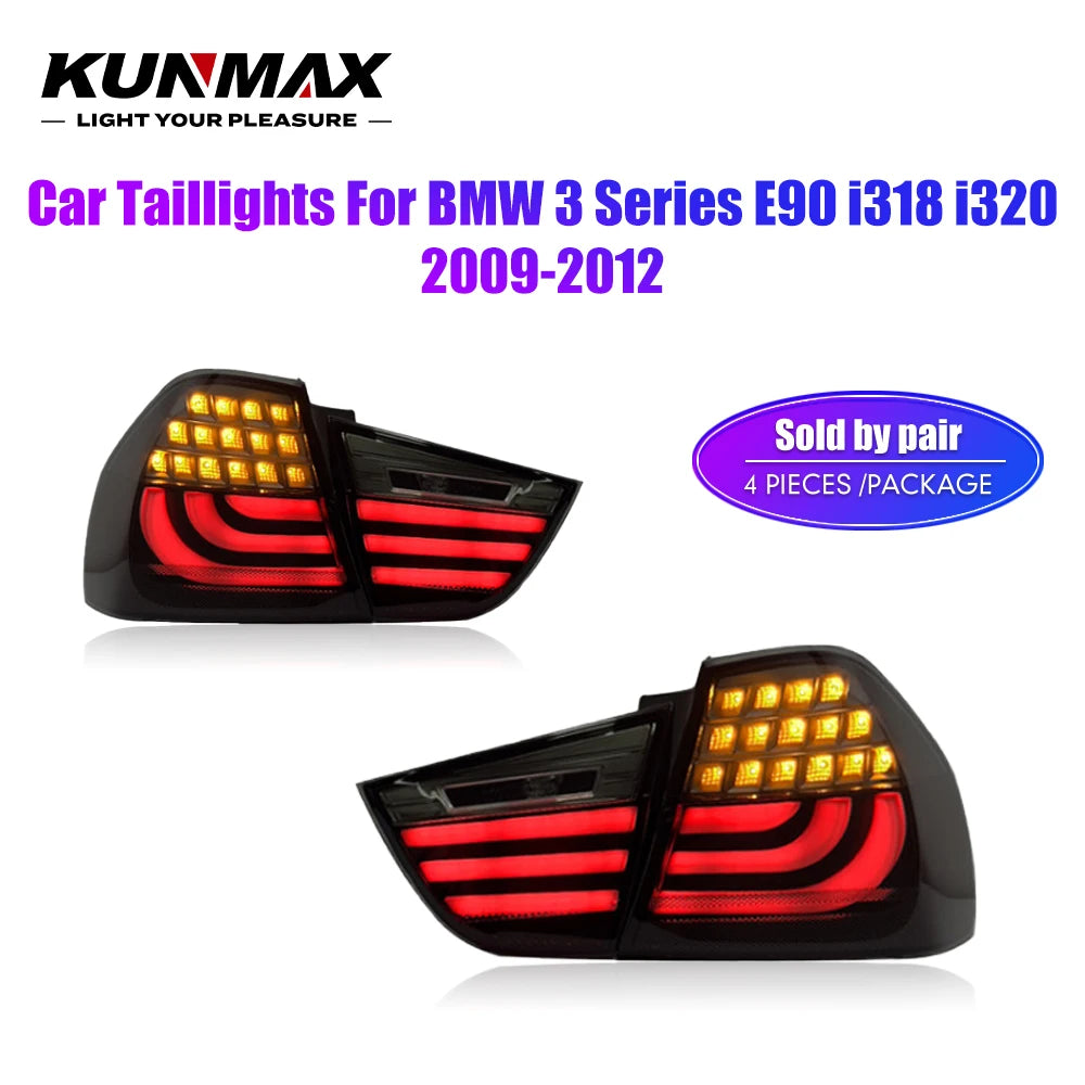 For BMW 3 Series E90 i318 i320 2005-2012 LED Car Tail Light Assembly Flowing Water Flicker Tail Lamps Plug and Play Taillights