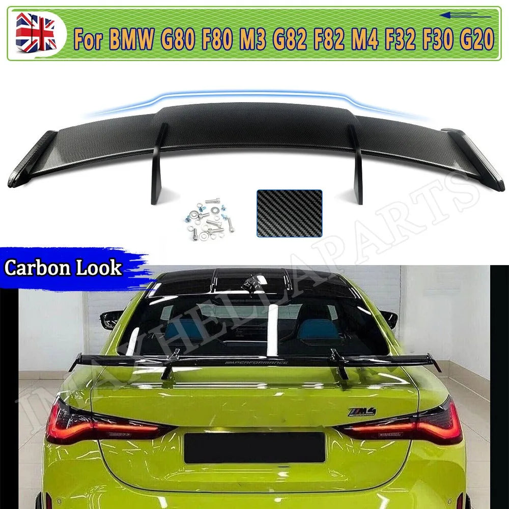 Rear Trunk Roof Big Spoiler For BMW G80 M3 G82 M4 F10 F32 E92 2020 2021 2022 Carbon Fiber Look Rear Boot Trunk Spoiler Wing