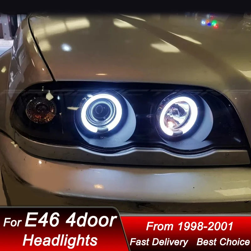 Hot Car Headlights For BMW 3 series M3 E46 4 doors 98-01 EMARK LED DRL Headlamp Assembly Upgrade Projector Lens Accessories Kit