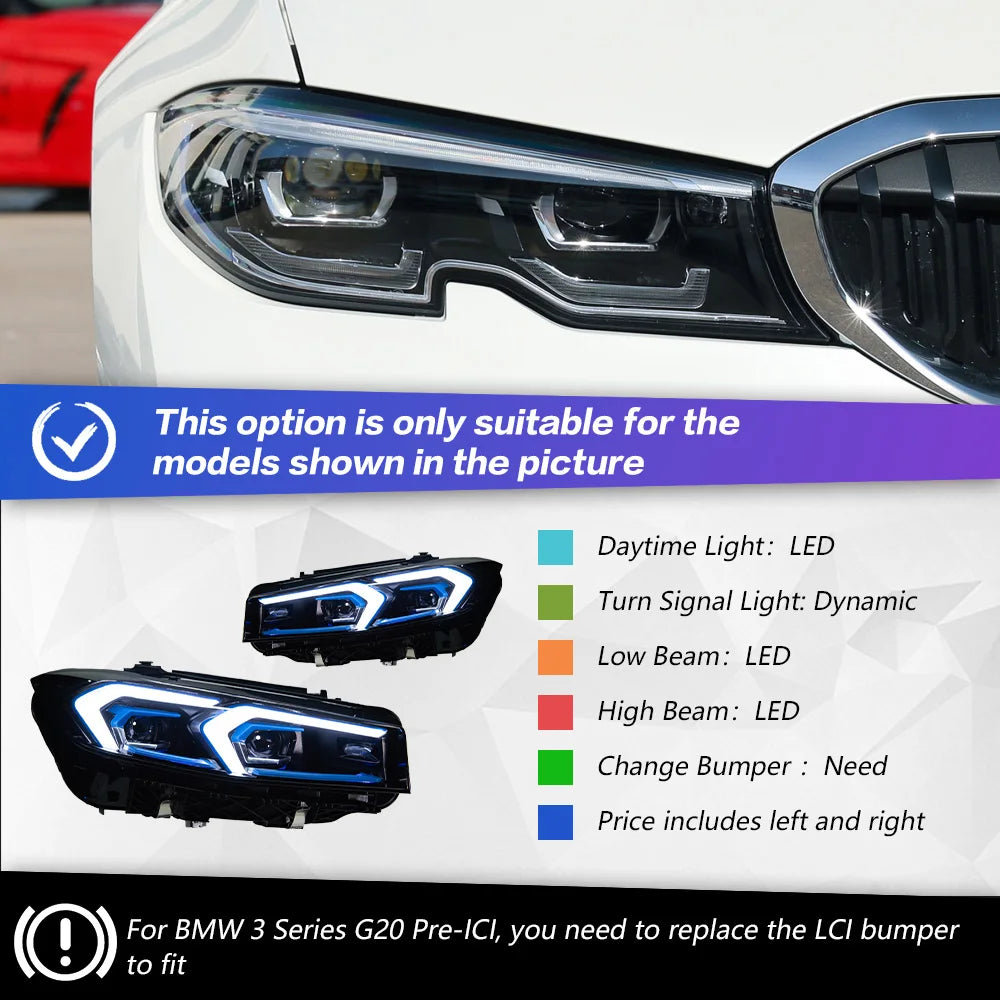 AKD Headlight for BMW 3 Series G20 G21 G80 LED Headlight 2019-2025 320i LED Projector DRL Turn Signal Headlamp auto Accessories