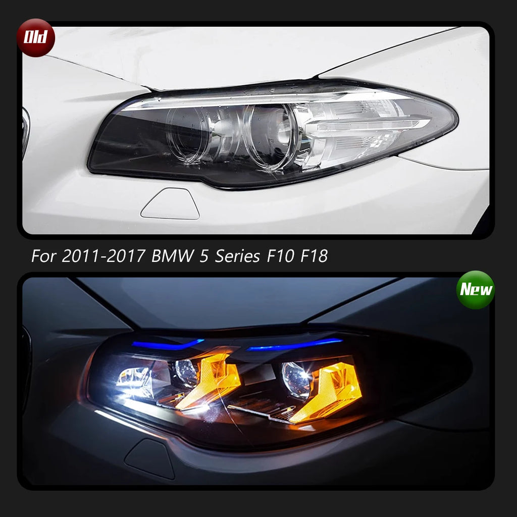 Car For BMW 5 Series F10 F18 Headlights 2011-2017 Upgrade Modified to New DRL Dynamic Turn Signal LED Headlight Auto Accessories