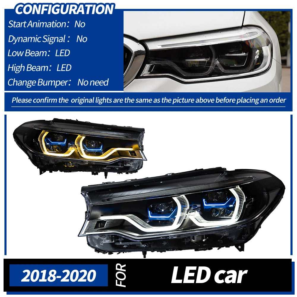 AKD CAR Lights for BMW G30 LED Headlight 2018-2020 520I 525i 530I 520D G38 F90 Head Lamp DRL Signal Laser style Auto Accessories