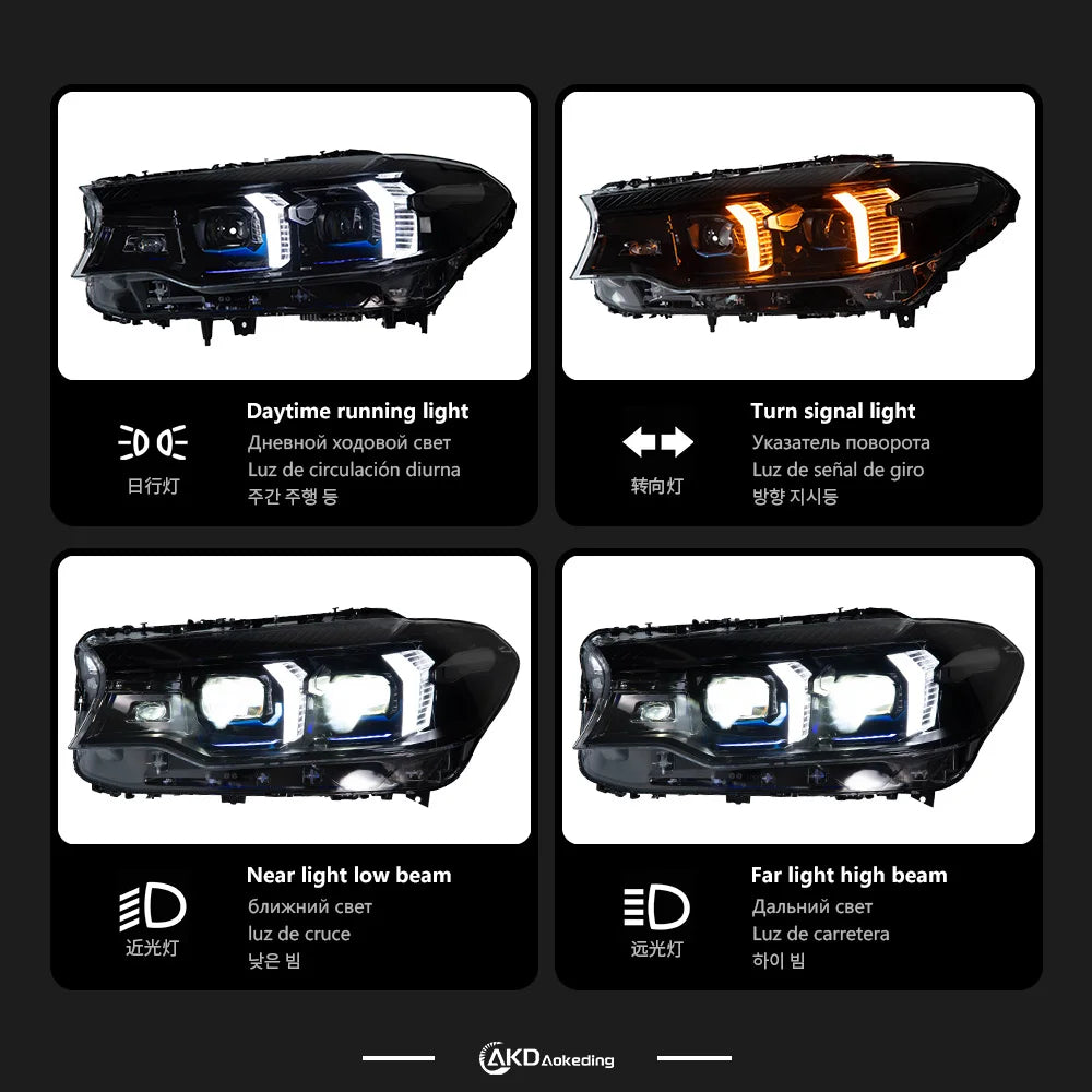 AKD Car Lights for BMW G30 LED Headlight Projector Lens 2017-2020 525i 530i 535i G38 F90 Head Lamp DRL Signal Auto Accessories