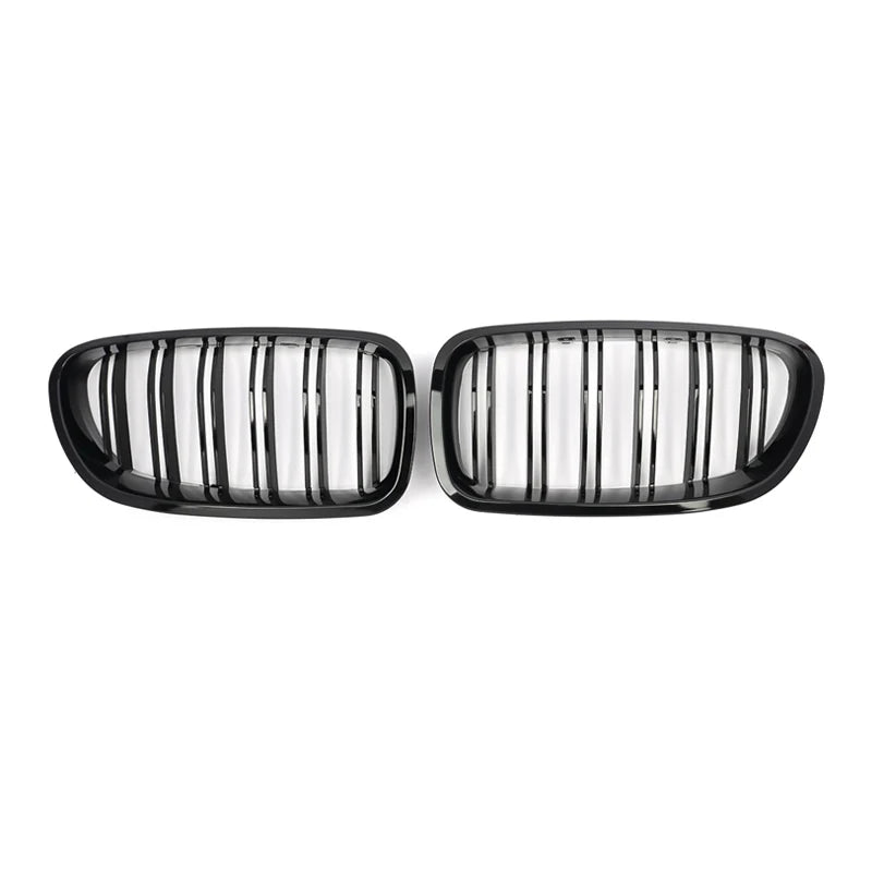 M5 Look Gloss Black Dual Fins Front Kidney Grille Compatible with BMW 5 Series F10 F11 2010-2016 Dual Lines Racing Grills