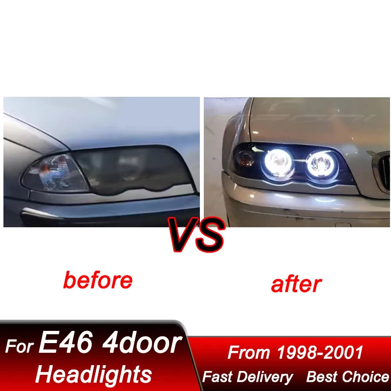 Hot Car Headlights For BMW 3 series M3 E46 4 doors 98-01 EMARK LED DRL Headlamp Assembly Upgrade Projector Lens Accessories Kit