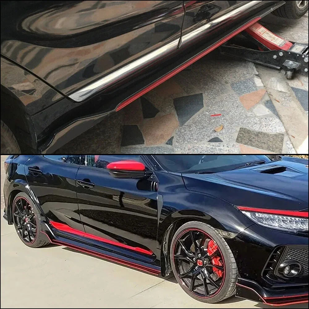 New 2m/2.2m Universal Side Skirts Rocker Diffuser Extension Rocker Panels Lip Splitters Bumper Carbon Black Side Skirt Spoiler